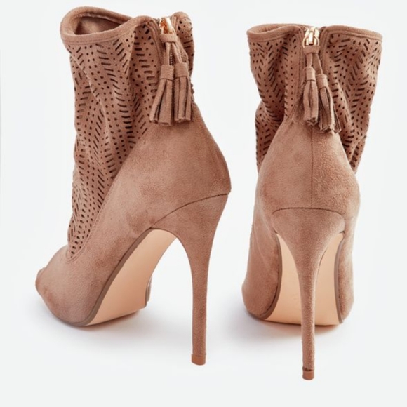 JUSTFAB suede open toe heel booties women’s Size 9 - Picture 2 of 7